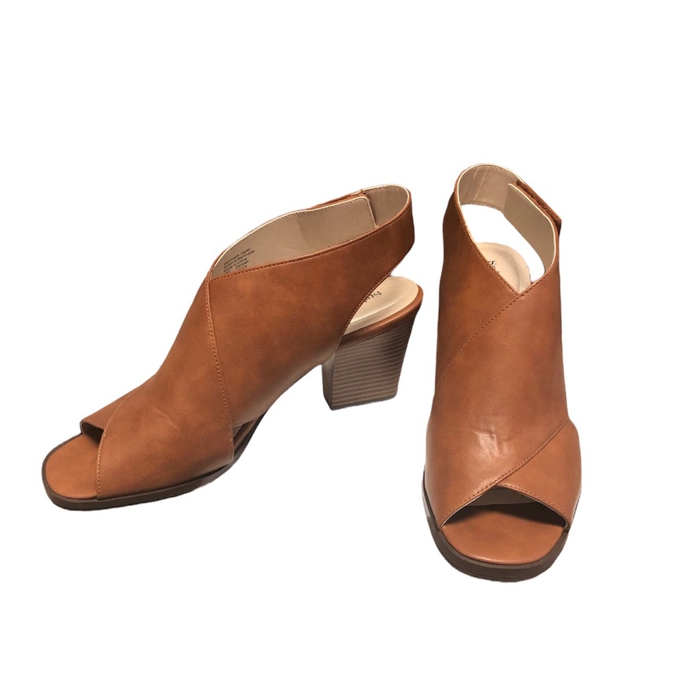 Tan Open Toe Slingback Block Heels, Style & Co Danyel Saddle